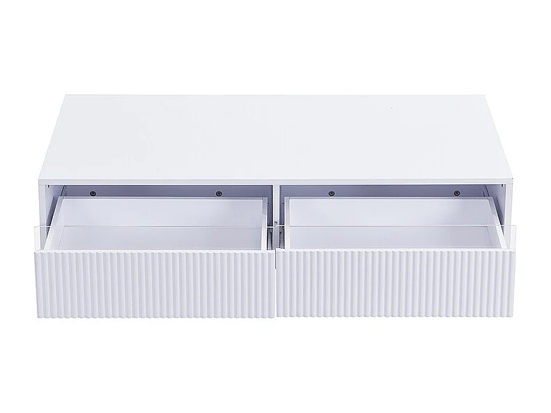 Table basse rectangulaire blanc - Table basse avec deux tiroirs et LED - pour le salon