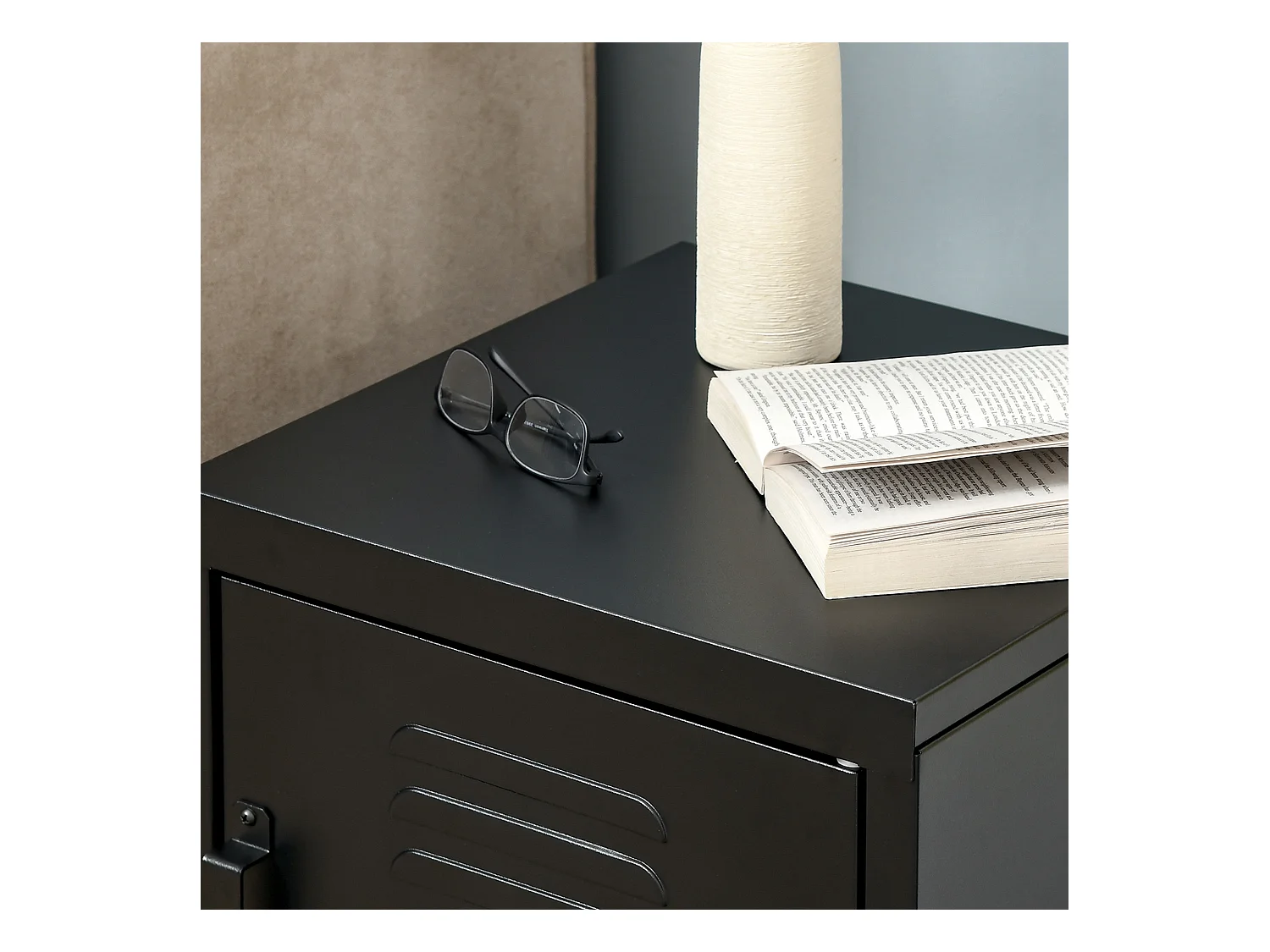 Table de chevet 1 porte - Table de chevet avec étagère réglable - noir - pour chambre
