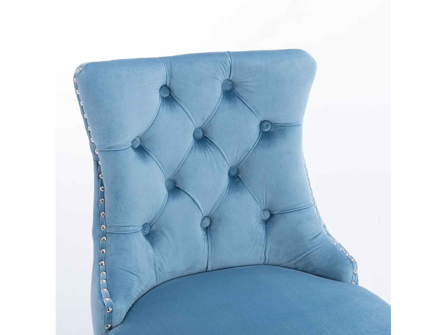 2er-Set Barhocker – Barhocker mit gepolsterter Rückenlehne und Knopfheftung – Hellblauer Samt