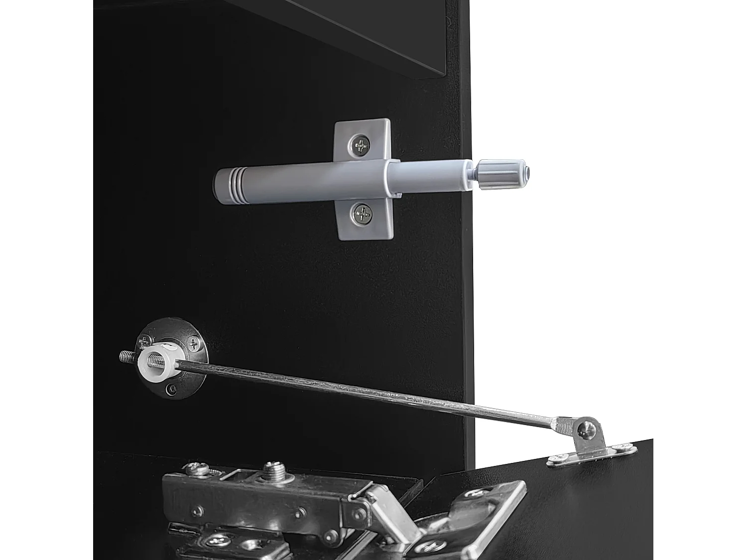 Meuble TV noir brillant - Meuble TV avec 1 tiroir et 4 portes - avec éclairage LED - pour salon