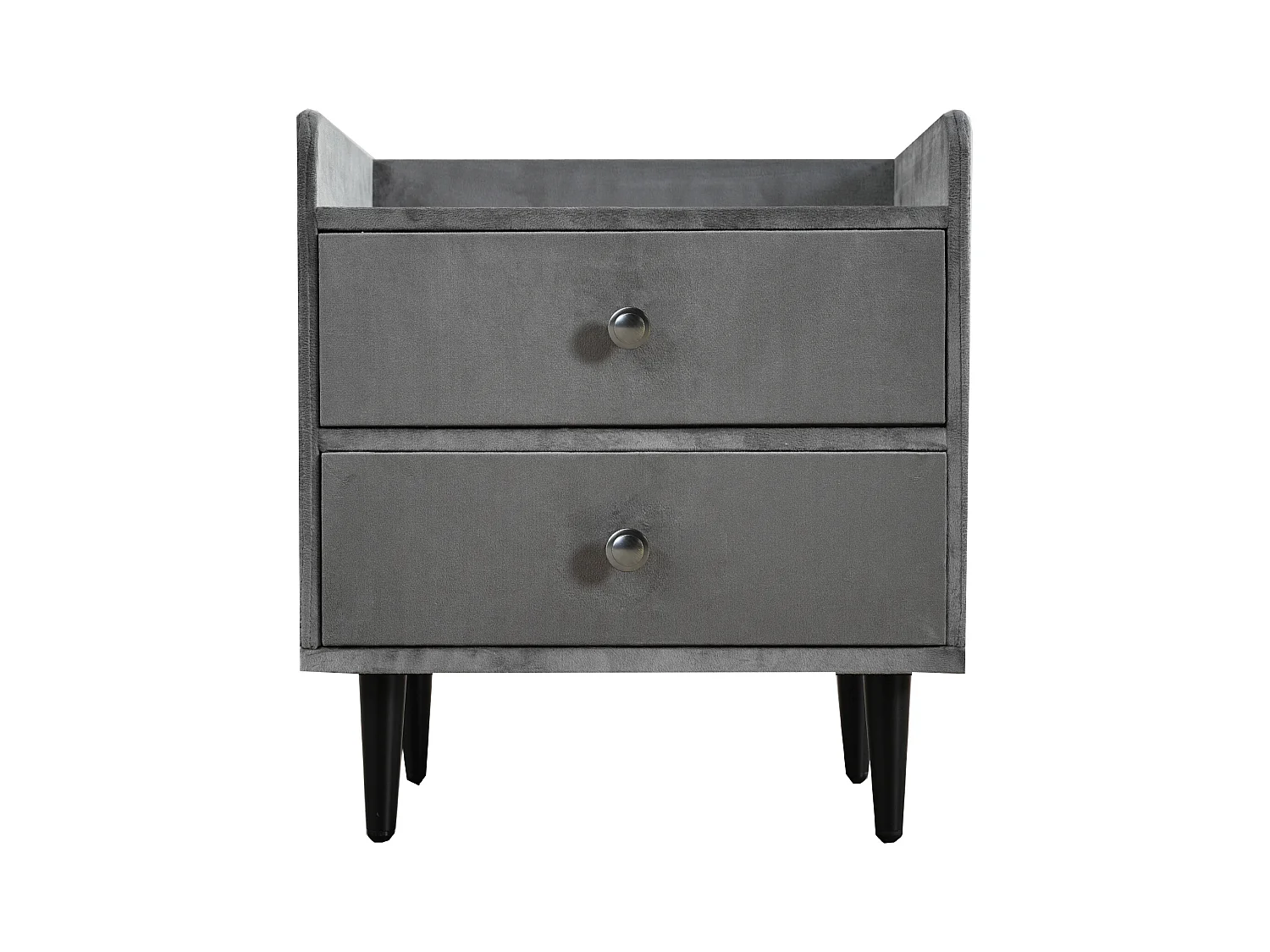 Table de chevet grise - Table de chevet avec 2 tiroirs et buffet - velours - pour salon et chambre