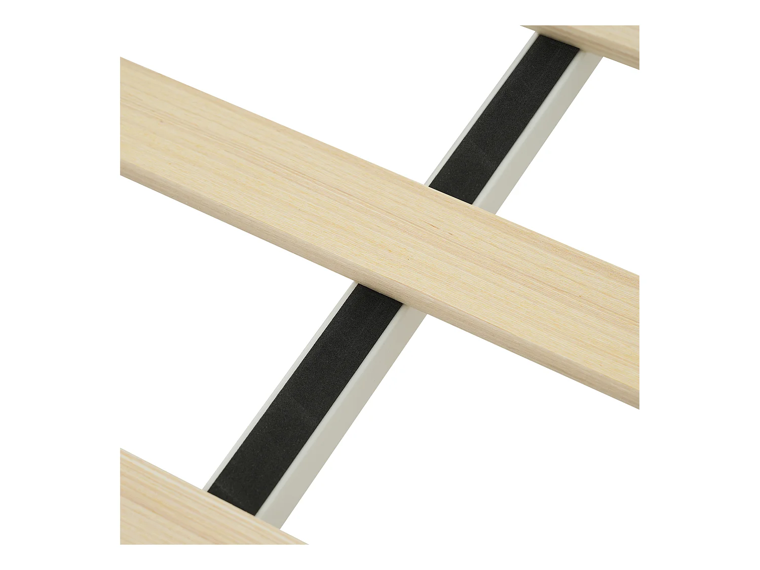 Łóżko dla dorosłych 140 x 200 cm - Łóżko podwójne z beżowym oparciem z kordu i zagłówkiem ze schowkiem - Jasny dąb - Materac nie jest wliczony w cenę