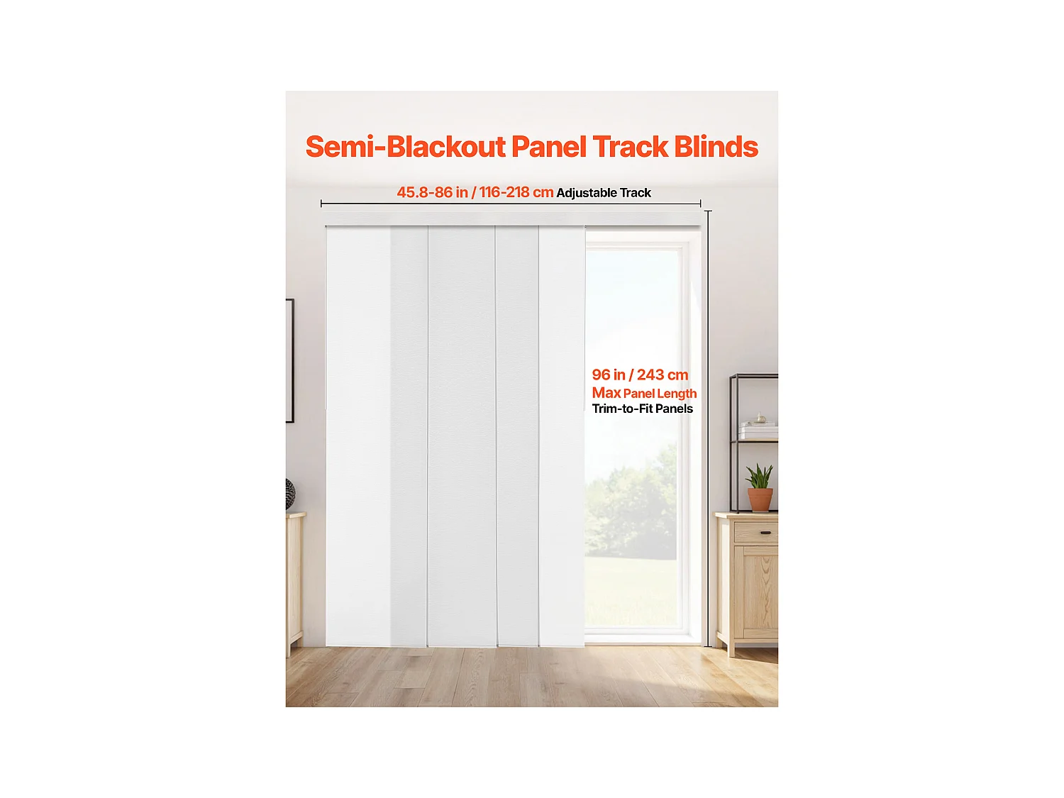 Store à Panneaux SucceBuy avec Rails Extensibles de 116 cm à 218 cm (Largeur), Rideaux Découpables Individuellement jusqu'à une Hauteur de 243 cm