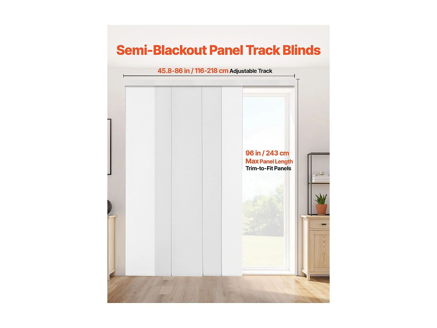 Store à Panneaux SucceBuy avec Rails Extensibles de 116 cm à 218 cm (Largeur), Rideaux Découpables Individuellement jusqu'à une Hauteur de 243 cm