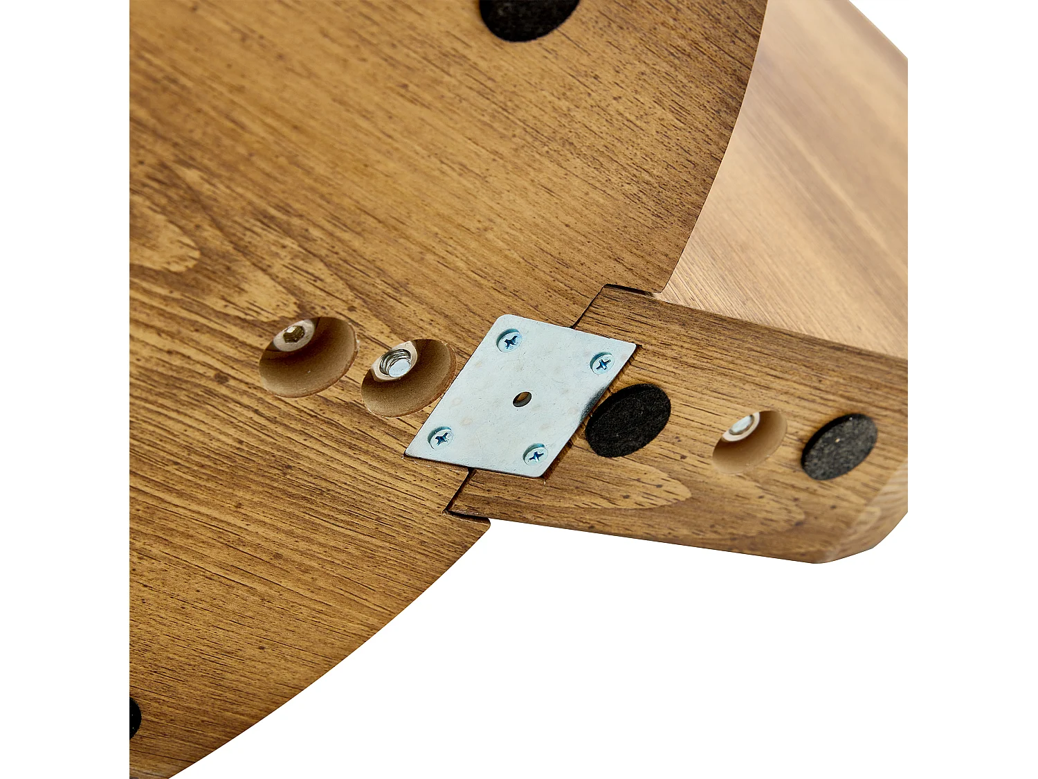 Table basse ronde moderne - Table basse avec plateau en verre et design multicouche - bois clair - pour salon