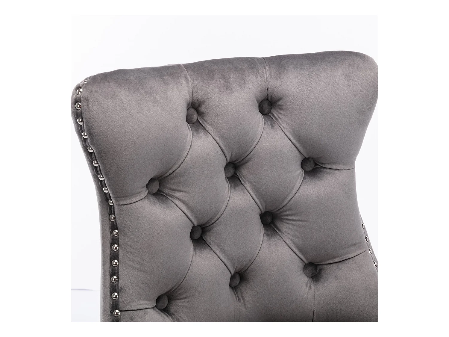 Lot de 2 tabourets de bar - Tabourets de bar avec dossier rembourré et capitonnage à boutons - velours gris