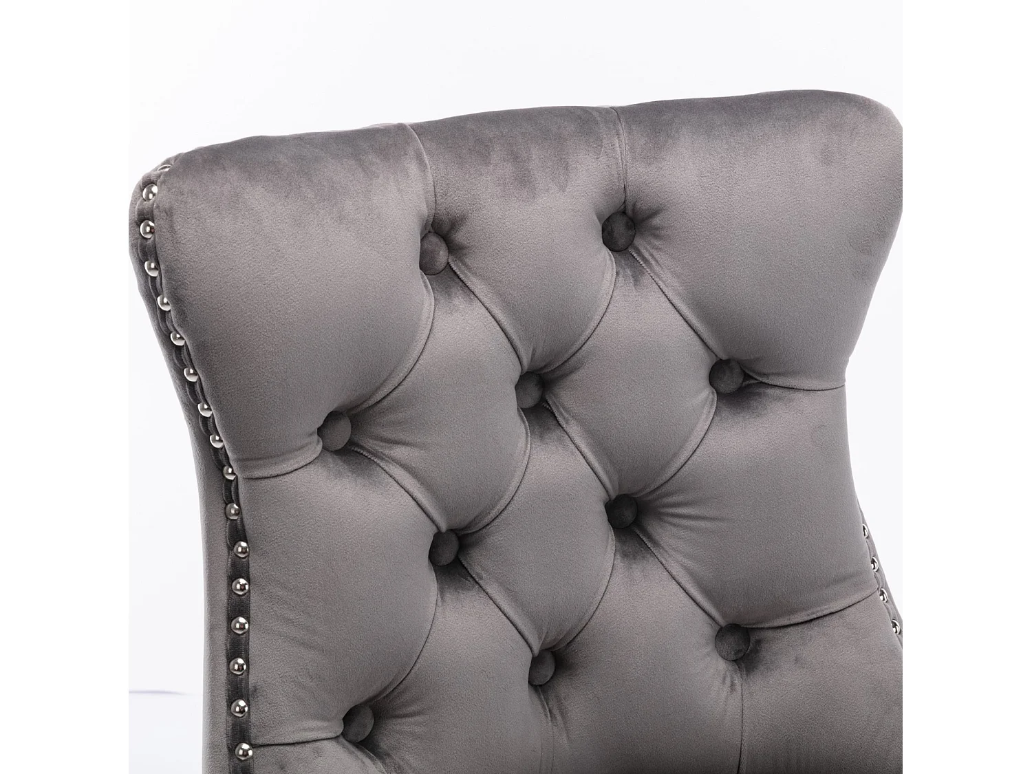 Lot de 2 tabourets de bar - Tabourets de bar avec dossier rembourré et capitonnage à boutons - velours gris