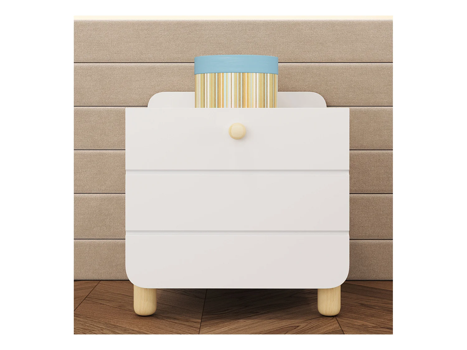 Table de chevet blanc - Table de chevet avec 1 tiroir et étagère - pour salon et chambre