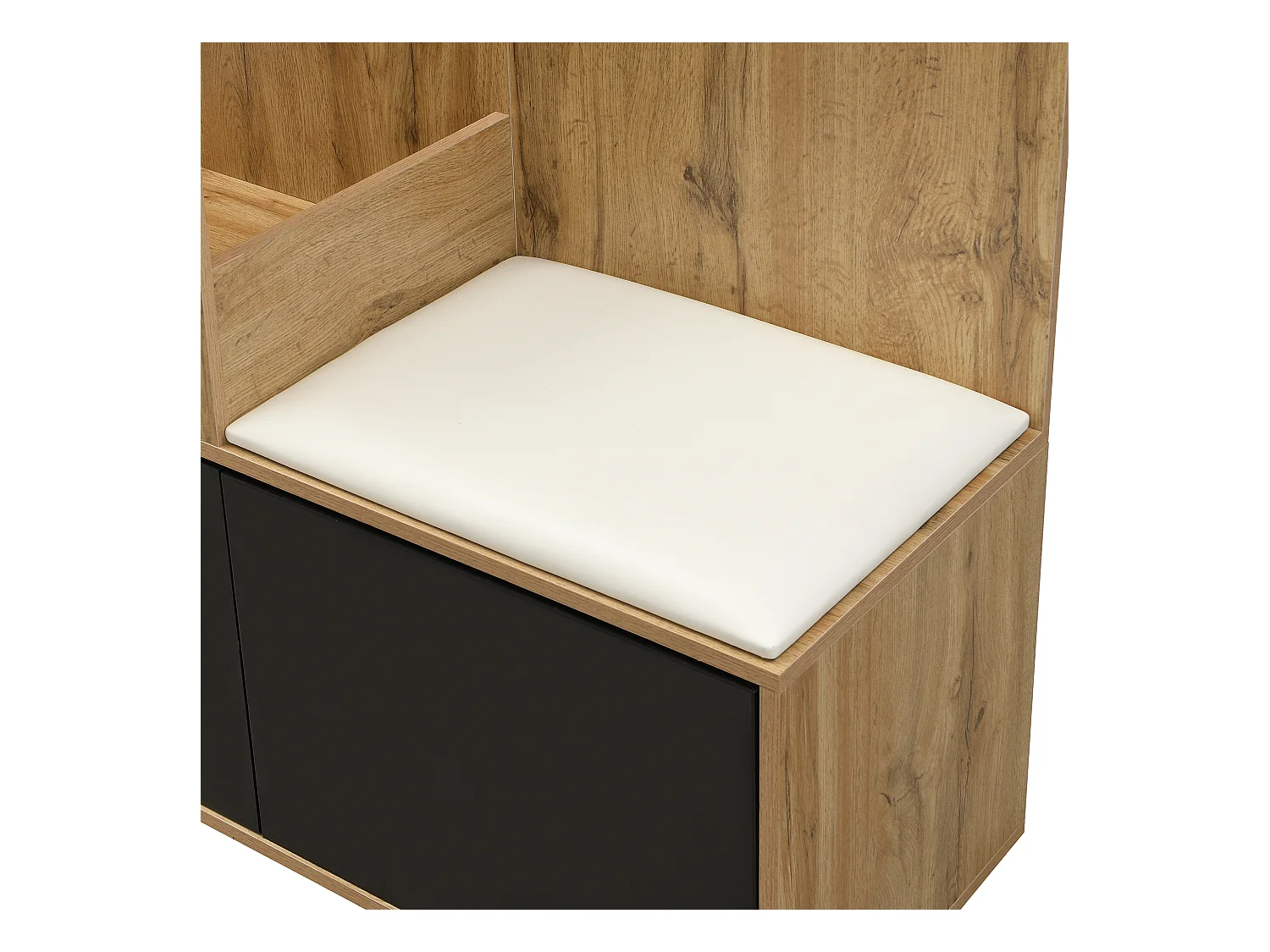 Vestiaire avec miroir - Porte manteau avec 5 patères et 2 portes - rangement ouvert - bois - pour chambre et salon