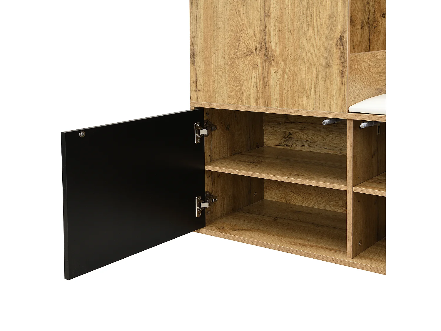 Spiegelgarderobe - Garderobe mit 5 Haken und 2 Türen - offene aufbewahrung - holz - für schlafzimmer und wohnzimmer