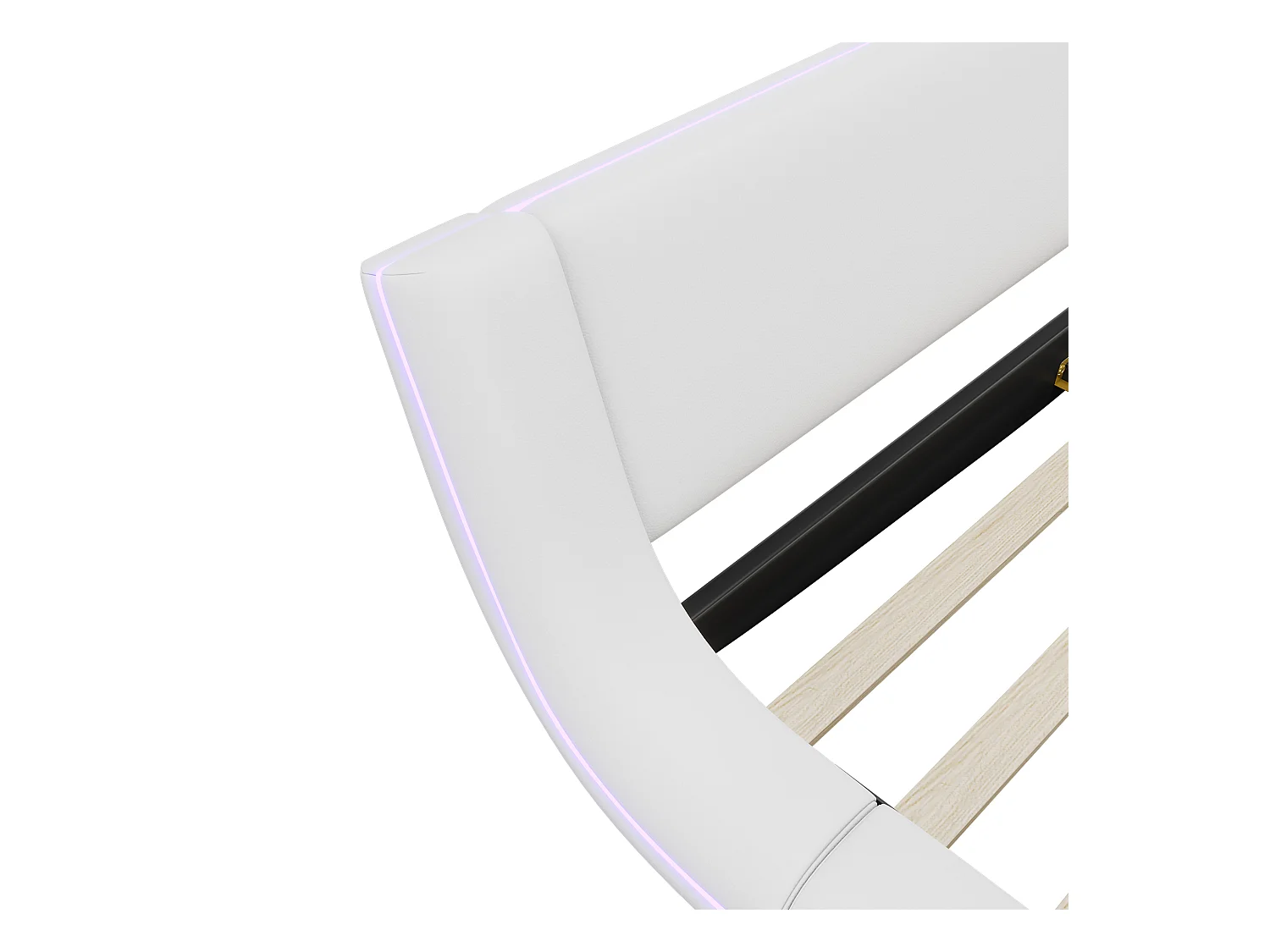 Lit adulte 160 x 200 cm - Lit double avec éclairage LED et télécommande 24 boutons - PU blanc - sans matelas