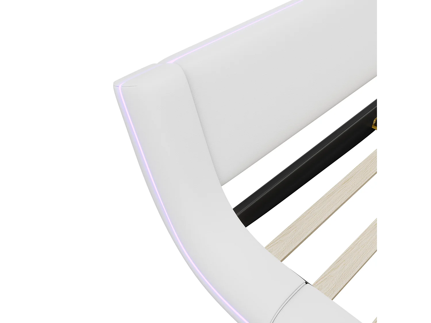 Erwachsenenbett 160 x 200 cm – Doppelbett mit LED-Beleuchtung und 24-Tasten-Fernbedienung – Weißes PU – ohne Matratze