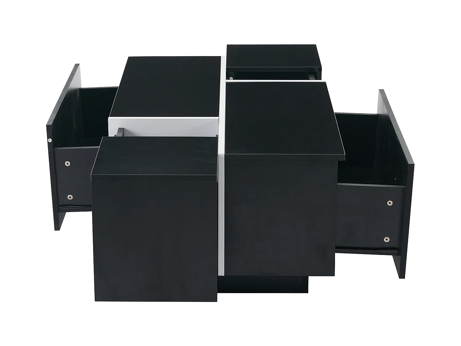 Table basse rectangulaire noir - Table basse avec 4 tiroirs et plateau coulissant - pour salon