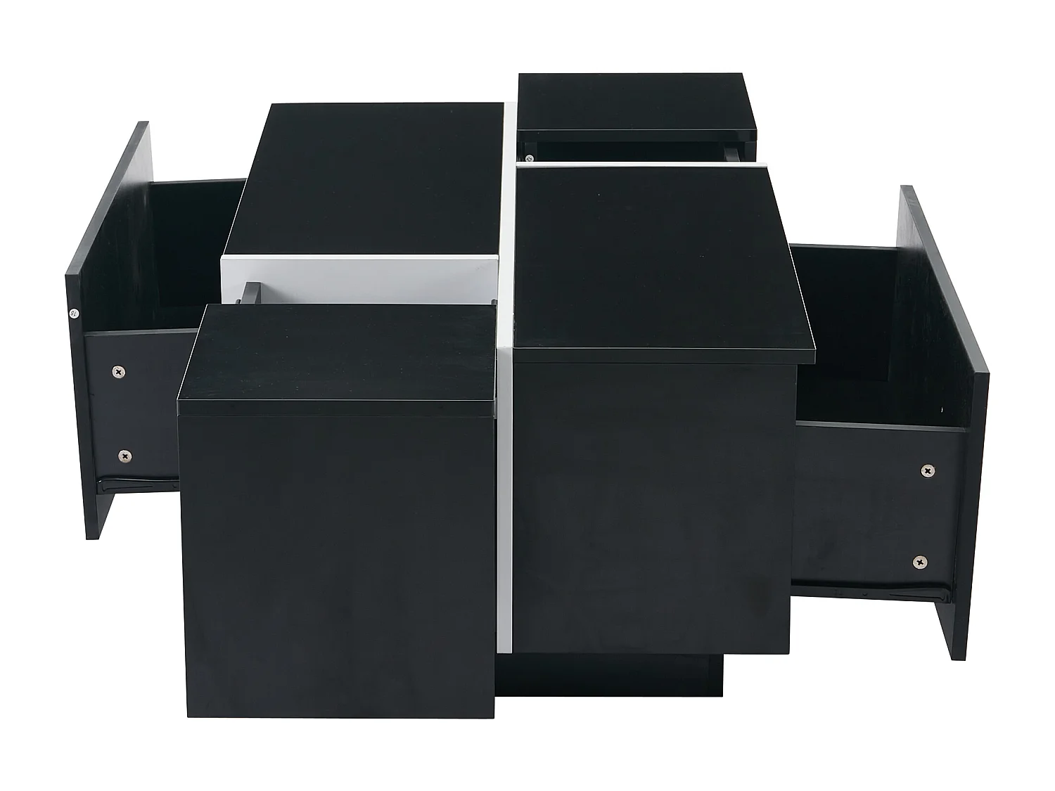 Table basse rectangulaire noir - Table basse avec 4 tiroirs et plateau coulissant - pour salon