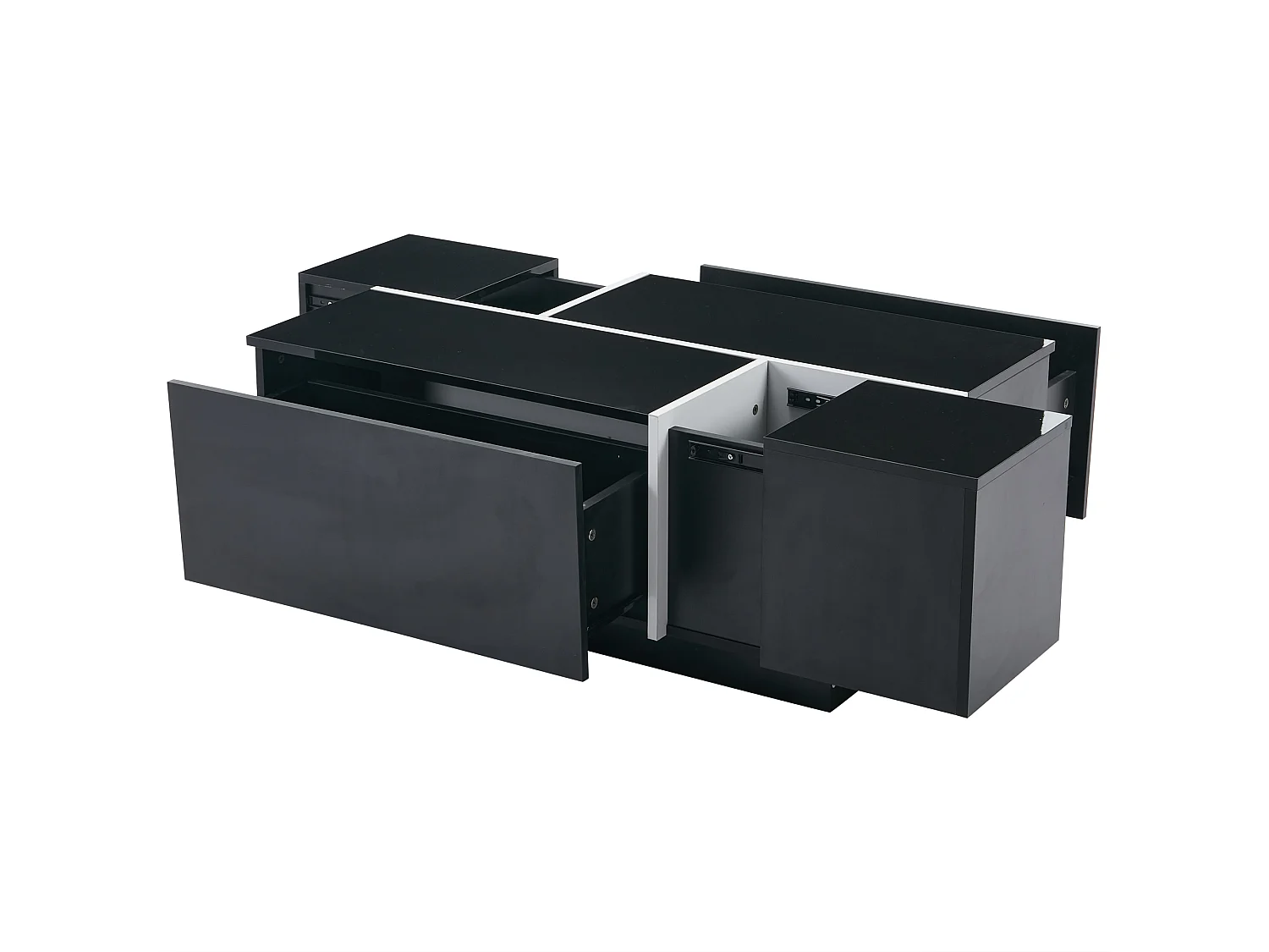 Table basse rectangulaire noir - Table basse avec 4 tiroirs et plateau coulissant - pour salon