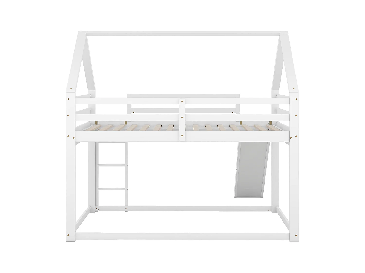 Lit superposé 140 x 200 cm - Lit double avec toboggan et échelle - bois blanc - sans matelas