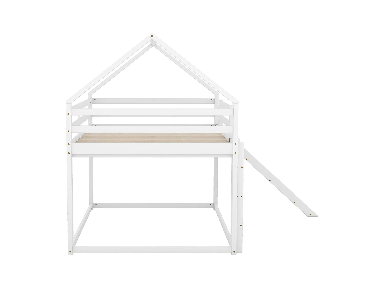 Lit superposé 140 x 200 cm - Lit double avec toboggan et échelle - bois blanc - sans matelas