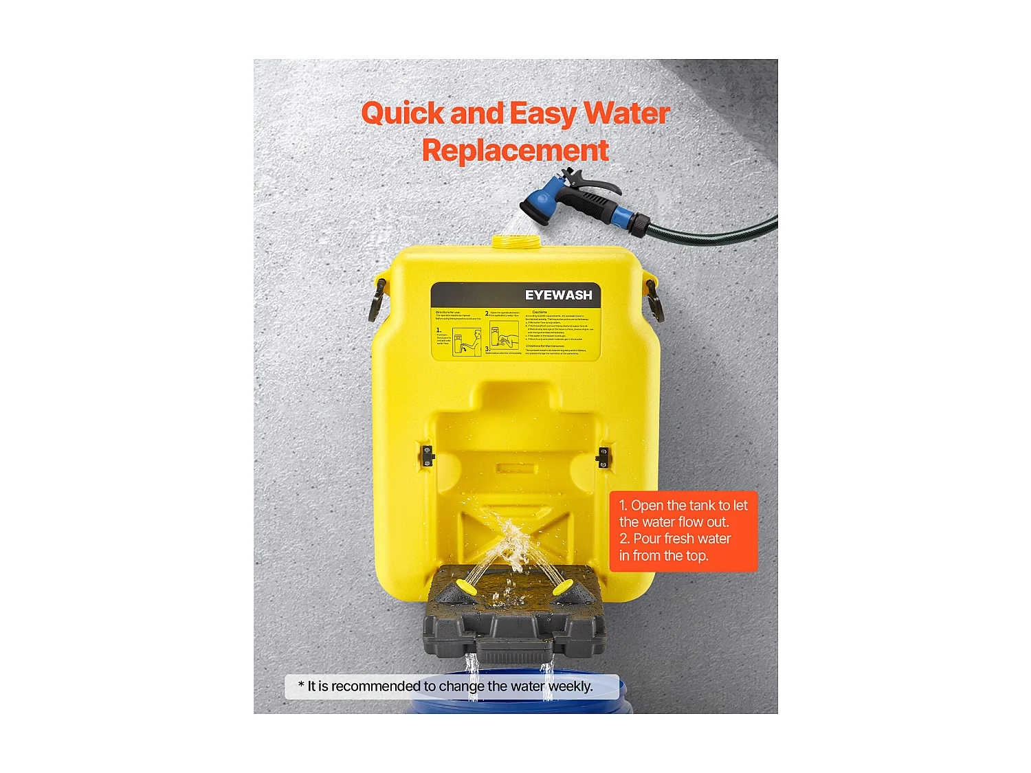 Stacja do Płukania Oczu SucceBuy 53 L, Stacja do Płukania Oczu Zgodna z Normą OSHA do Montażu na Ścianie lub Samodzielnego Użytku,Jednostka dla Szkół