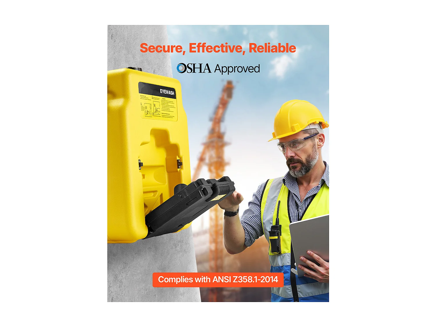 Station de Lavage SucceBuy Oculaire 53 L, Station de Lavage Oculaire Conforme à Norme OSHA pour Montage Mural ou Utilisation Autonome,Unité pour Écoles