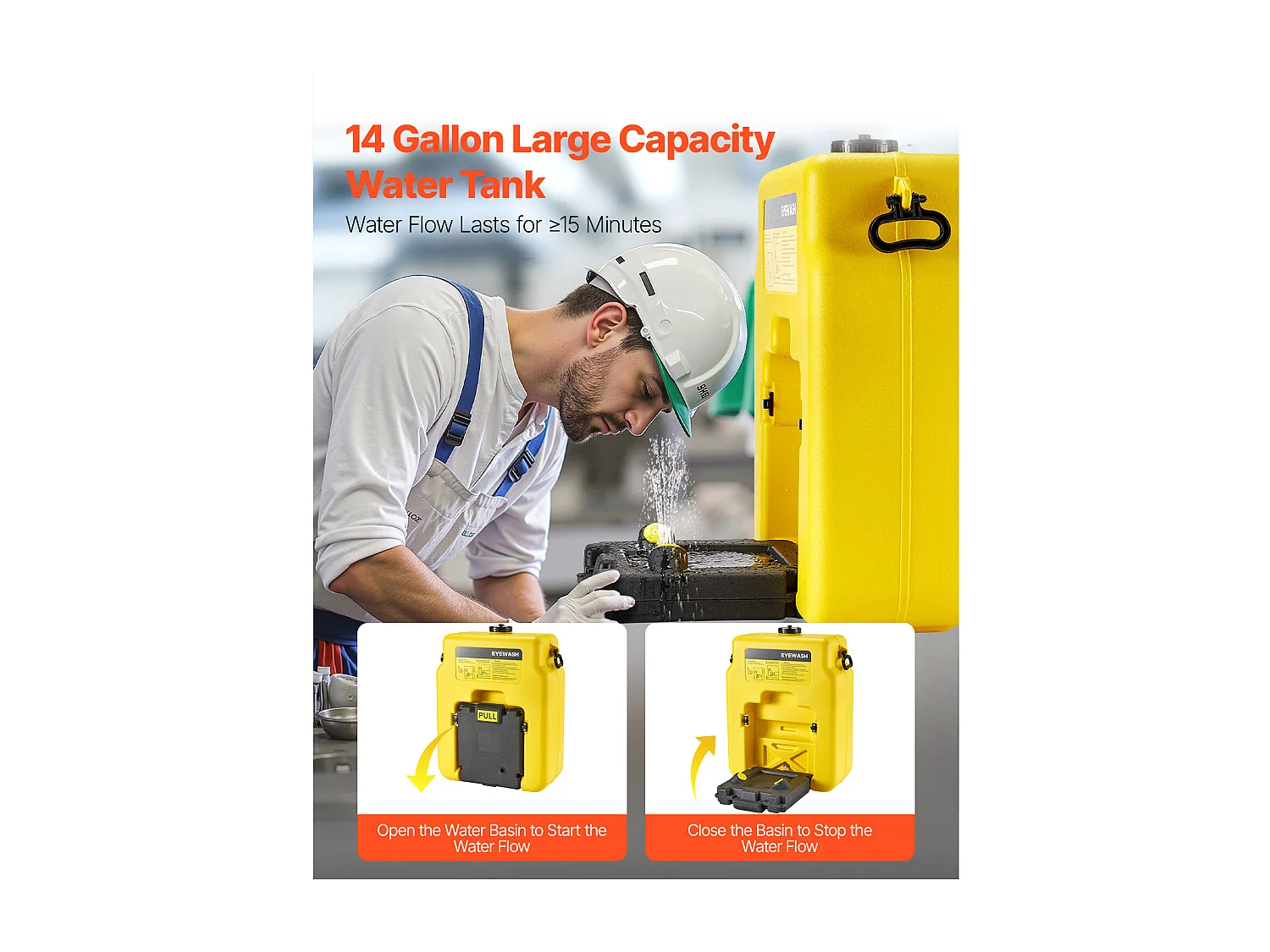 Station de Lavage SucceBuy Oculaire 53 L, Station de Lavage Oculaire Conforme à Norme OSHA pour Montage Mural ou Utilisation Autonome,Unité pour Écoles