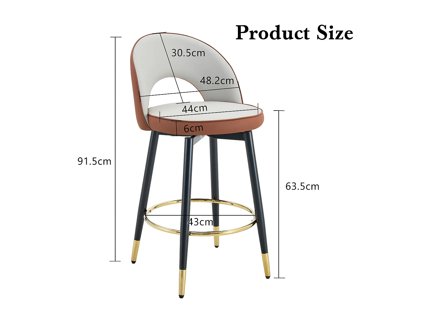 Lot de 2 tabourets de bar - Tabouret de bar pivotant avec dossier et repose-pieds en métal - gris clair et marron PU - pour salles à manger et terrasses