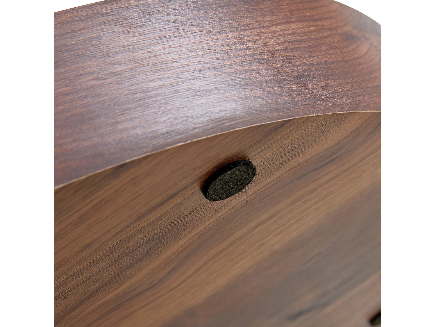 Table basse ronde moderne - Table basse avec plateau en verre et design multicouche - bois foncé - pour salon