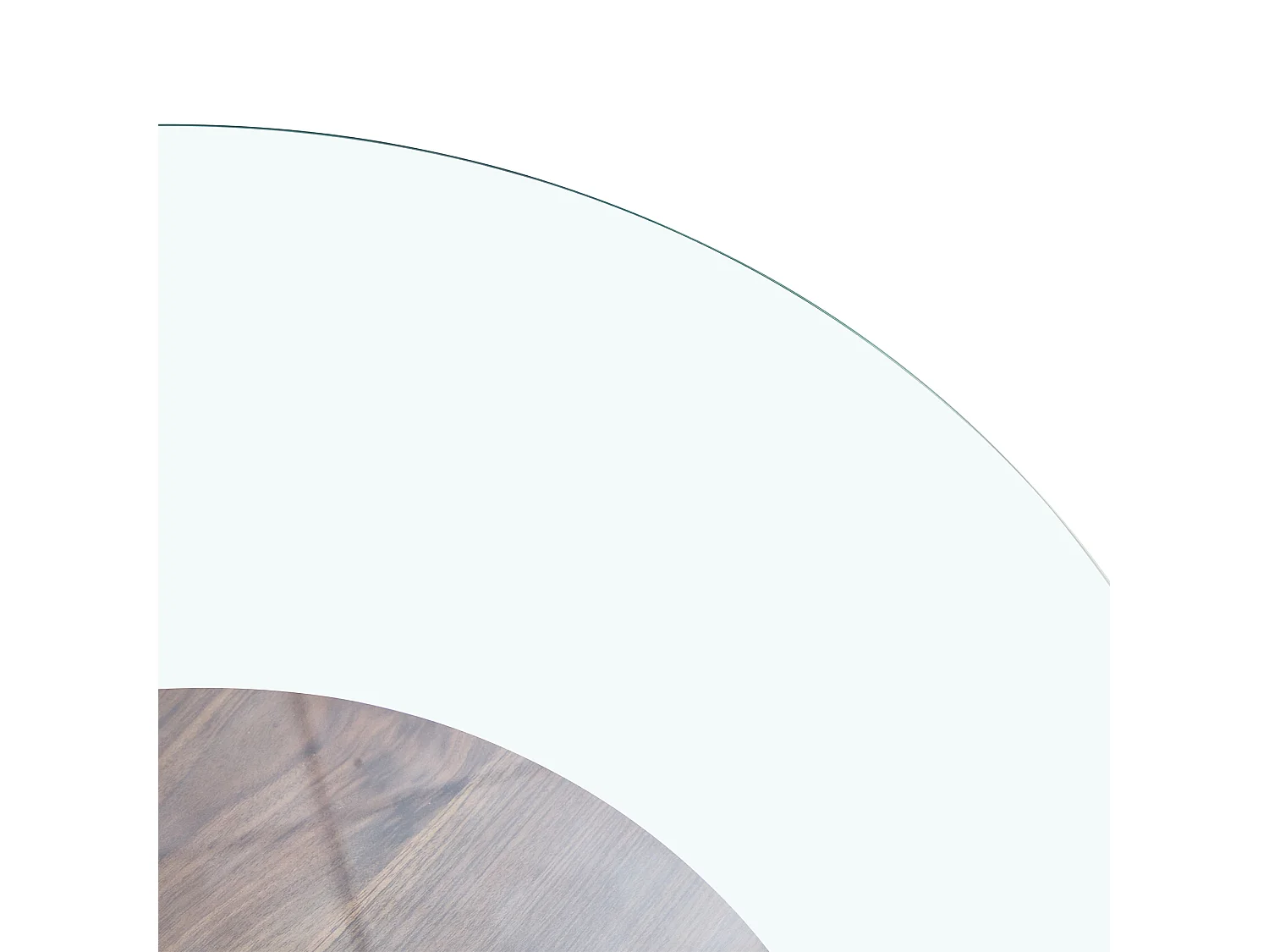 Table basse ronde moderne - Table basse avec plateau en verre et design multicouche - bois foncé - pour salon