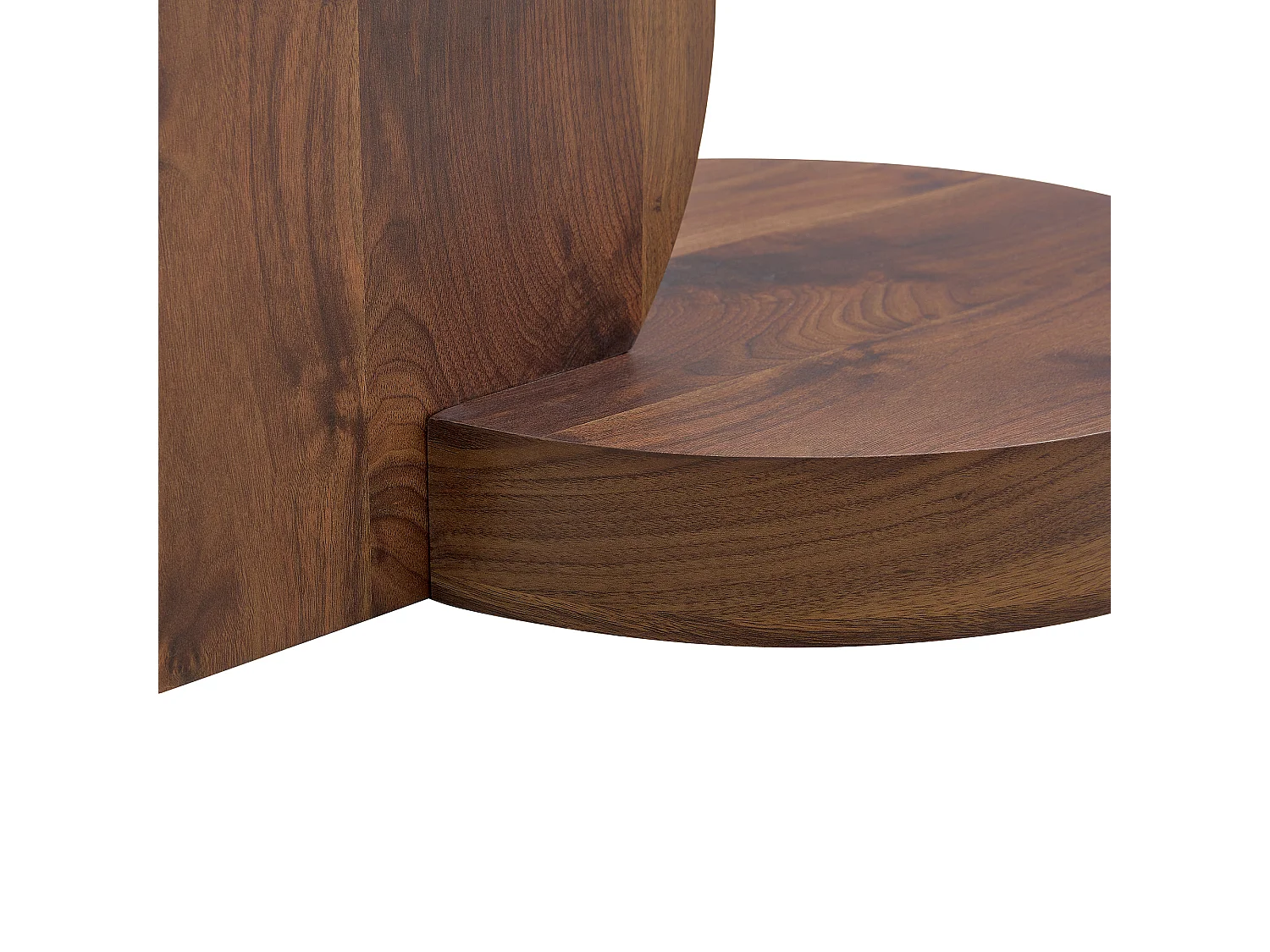 Table basse ronde moderne - Table basse avec plateau en verre et design multicouche - bois foncé - pour salon