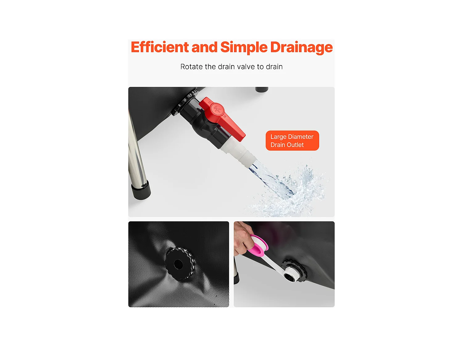 Zbiornik na Ryby SucceBuy z Płótna, Zbiornik na Wodę 1023,3 L, Zbiornik na Koi z PVC z Oknem Obserwacyjnym, Akwarium z Ramą ze Stali Nierdzewnej