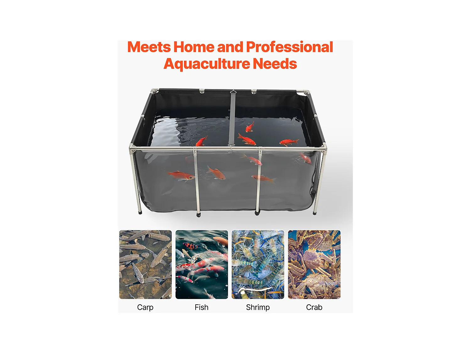 Zbiornik na Ryby SucceBuy z Płótna, Zbiornik na Wodę 1023,3 L, Zbiornik na Koi z PVC z Oknem Obserwacyjnym, Akwarium z Ramą ze Stali Nierdzewnej