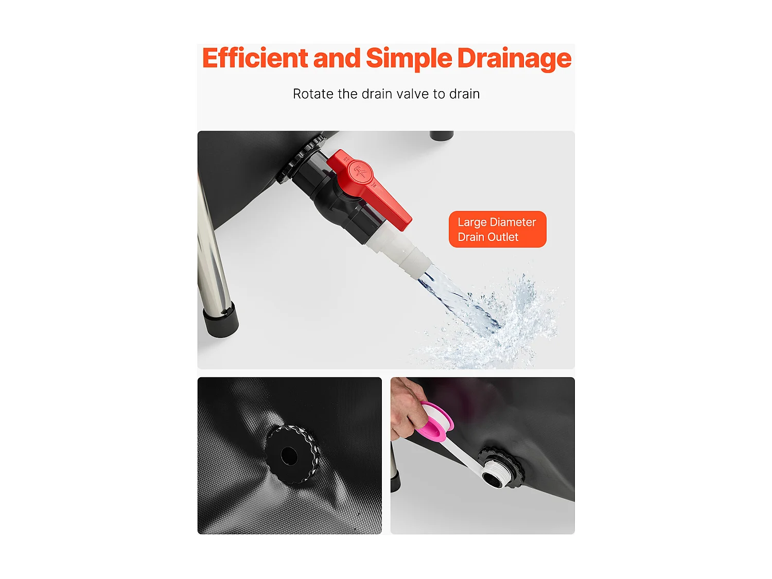 Tanque para Peixes SucceBuy em Lona, Reservatório de Água de 1023,3 L, Tanque para Koi em PVC com Janela de Observação, Aquário com Moldura de Aço Inoxidável