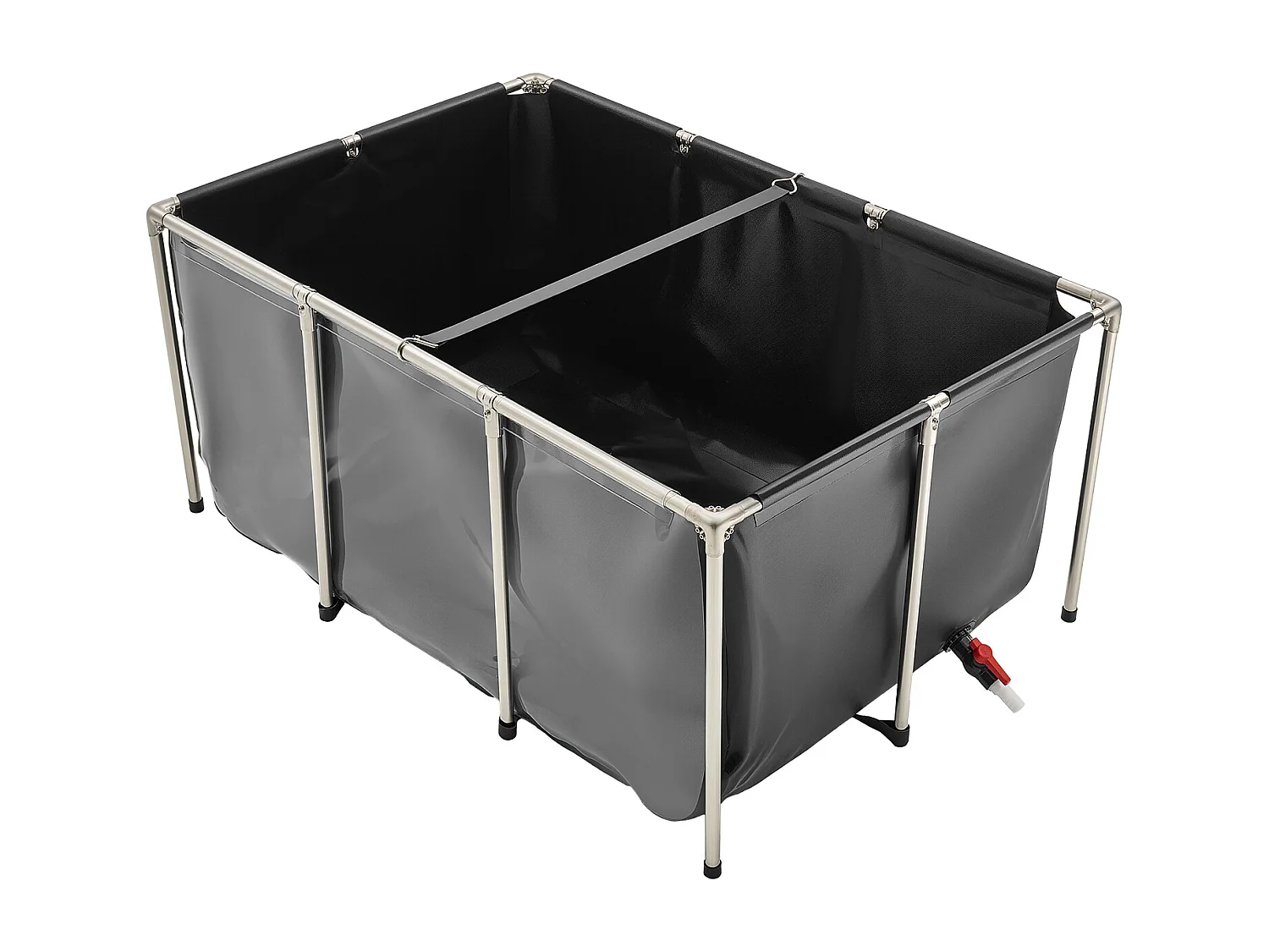 Tanque para Peixes SucceBuy em Lona, Reservatório de Água de 1023,3 L, Tanque para Koi em PVC com Janela de Observação, Aquário com Moldura de Aço Inoxidável