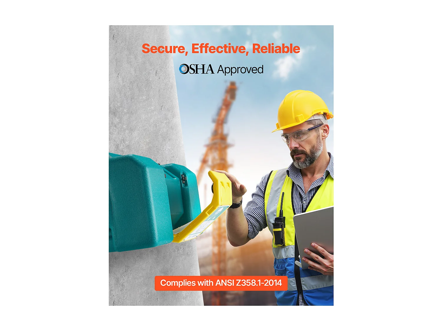 Estação de Lavagem SucceBuy Ocular 30 L, Conformes com Normas OSHA, para Montagem em Parede ou Chão, Unidade de Lavagem Ocular de Emergência com Dois Bicos