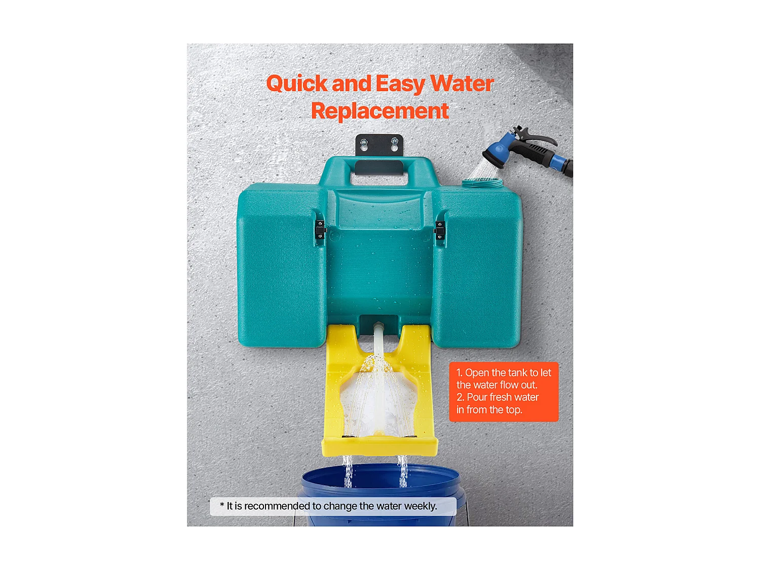 Estação de Lavagem SucceBuy Ocular 30 L, Conformes com Normas OSHA, para Montagem em Parede ou Chão, Unidade de Lavagem Ocular de Emergência com Dois Bicos