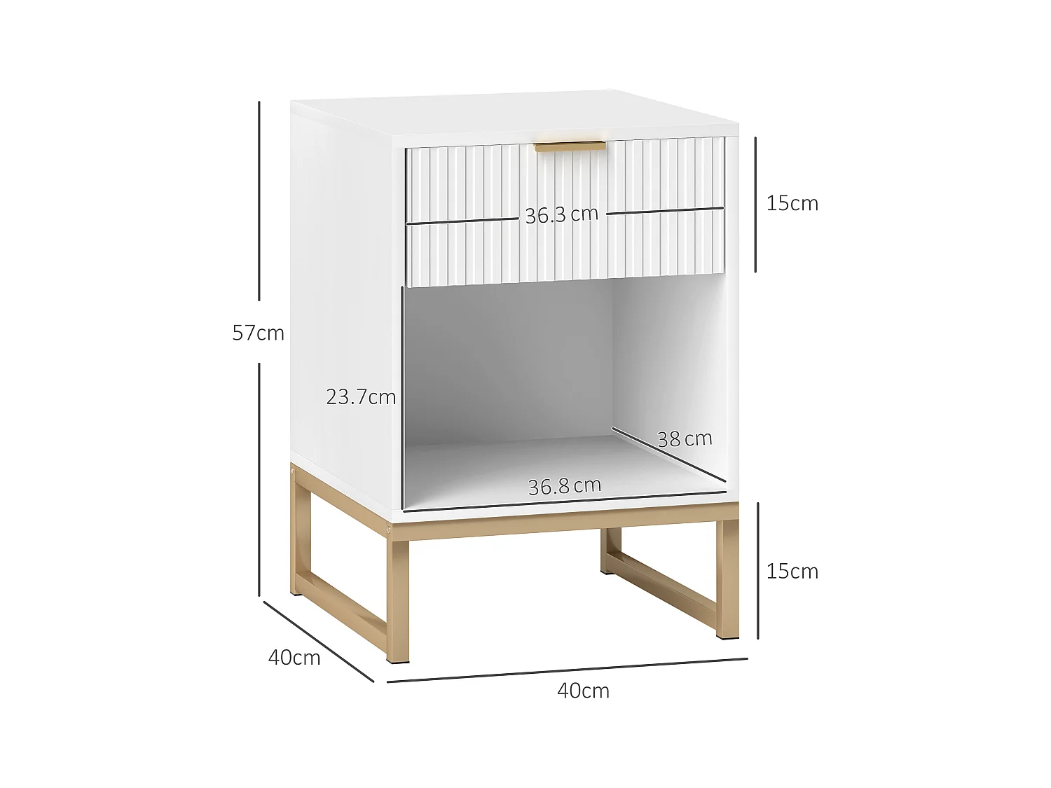 Table de chevet 1 tiroir - Table de chevet avec rangement ouvert - blanc - pour chambre