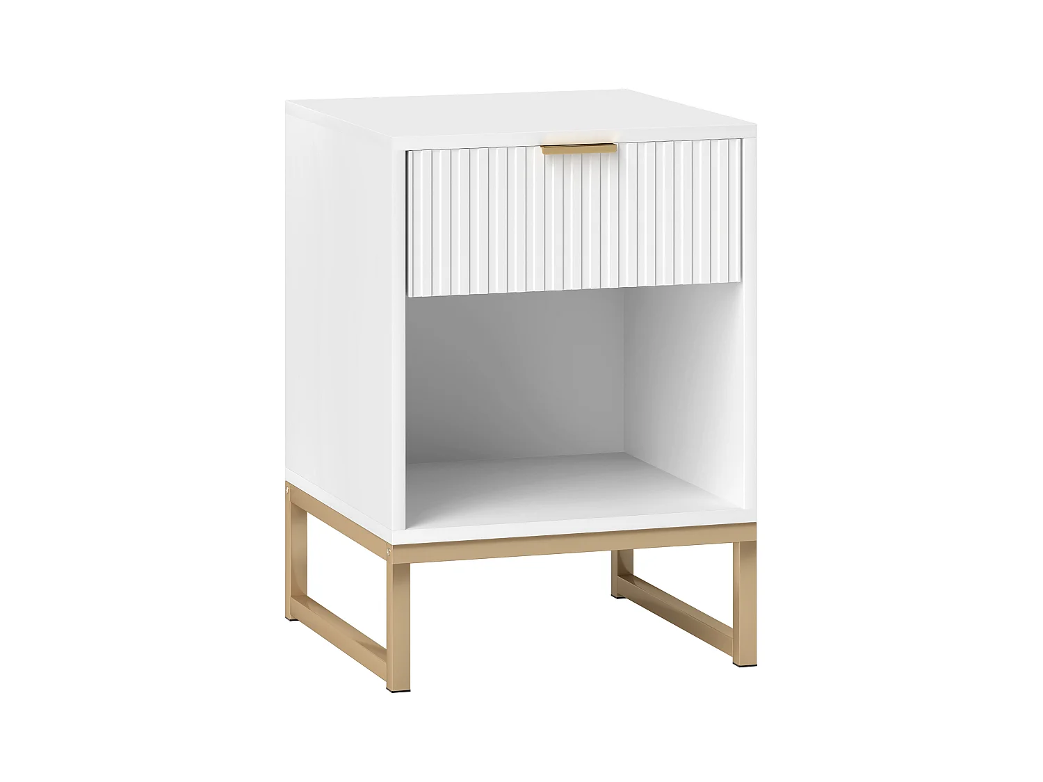 Table de chevet 1 tiroir - Table de chevet avec rangement ouvert - blanc - pour chambre