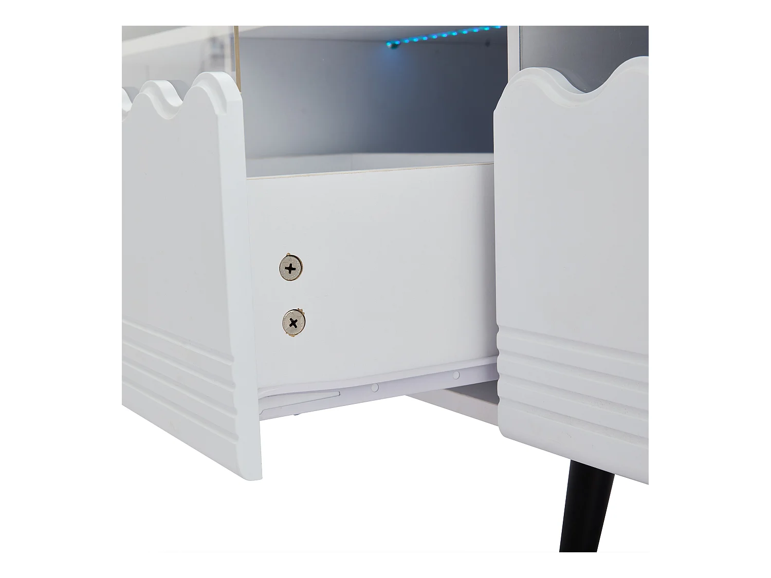 Meuble TV blanc à 6 pieds - Meuble TV avec 2 tiroirs et 2 portes - pour salon