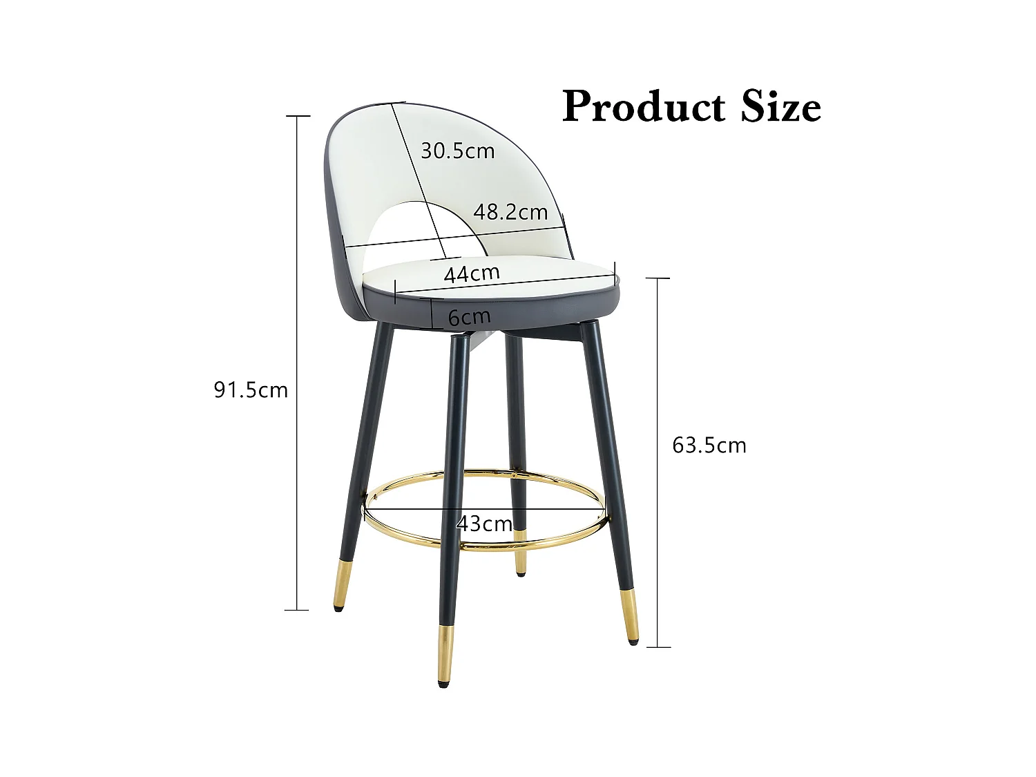 Lot de 2 tabourets de bar - Tabouret de bar pivotant avec dossier et repose-pieds en métal - blanc et gris PU - pour salles à manger et terrasses