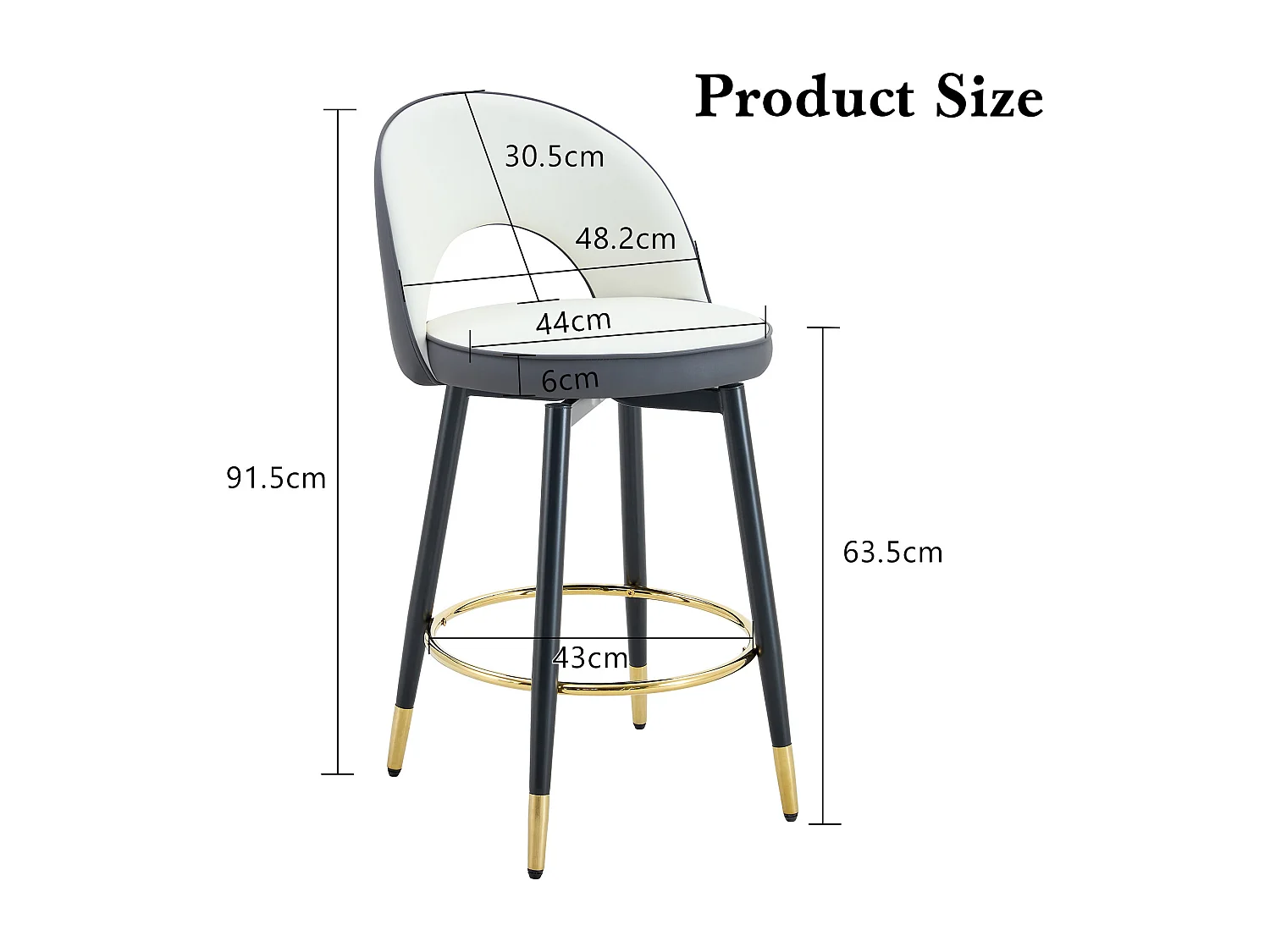 Lot de 2 tabourets de bar - Tabouret de bar pivotant avec dossier et repose-pieds en métal - blanc et gris PU - pour salles à manger et terrasses