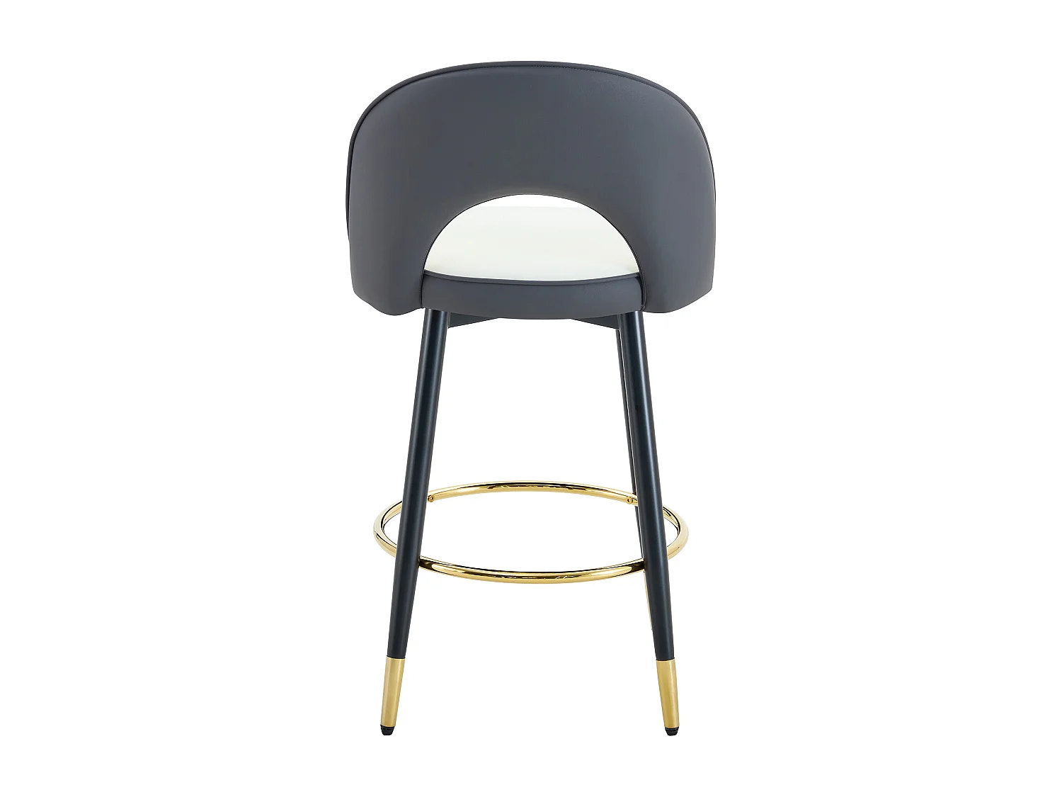 Lot de 2 tabourets de bar - Tabouret de bar pivotant avec dossier et repose-pieds en métal - blanc et gris PU - pour salles à manger et terrasses