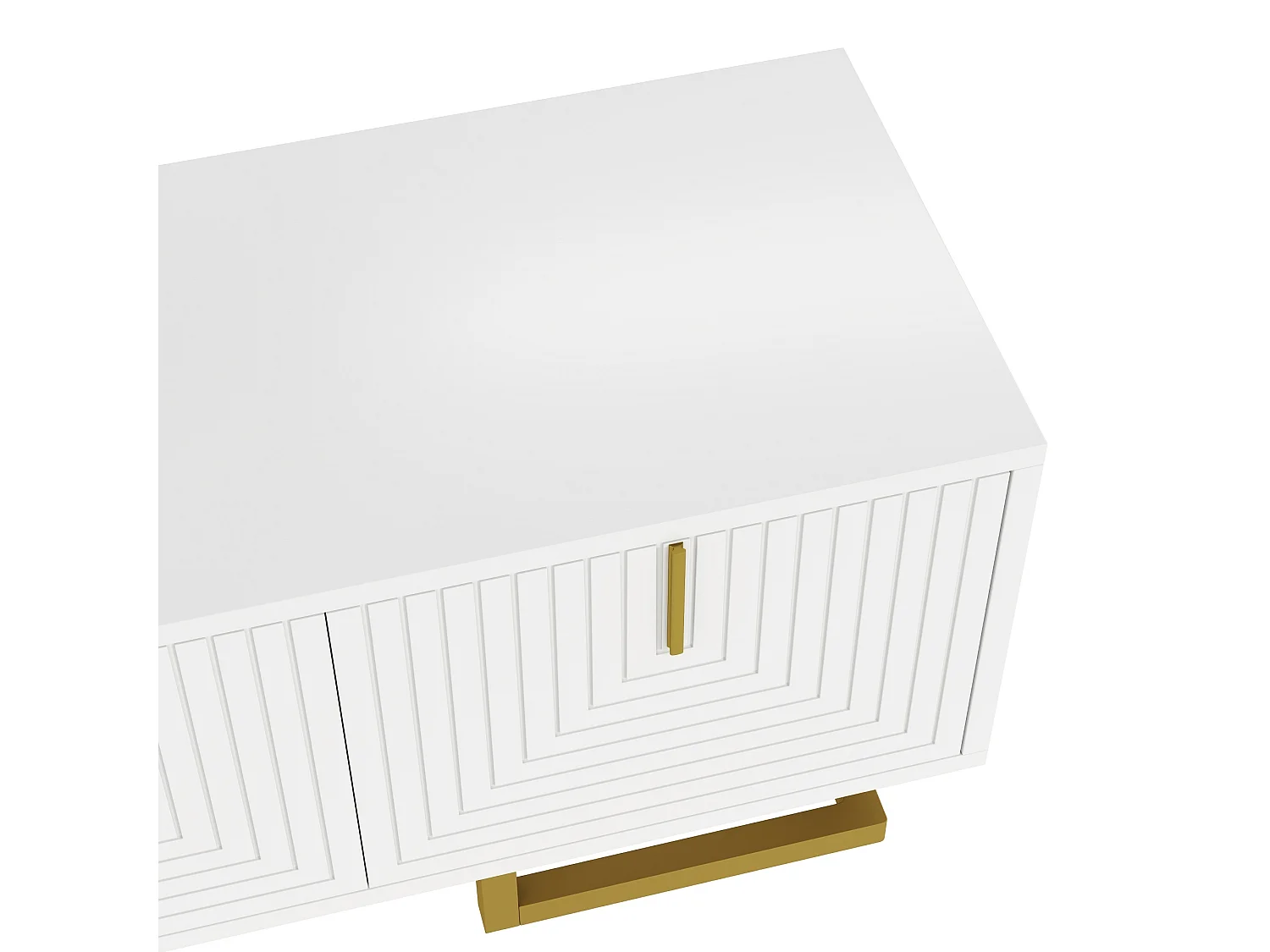 Meuble TV blanc - Meuble TV 4 portes avec poignées dorées - pour salon