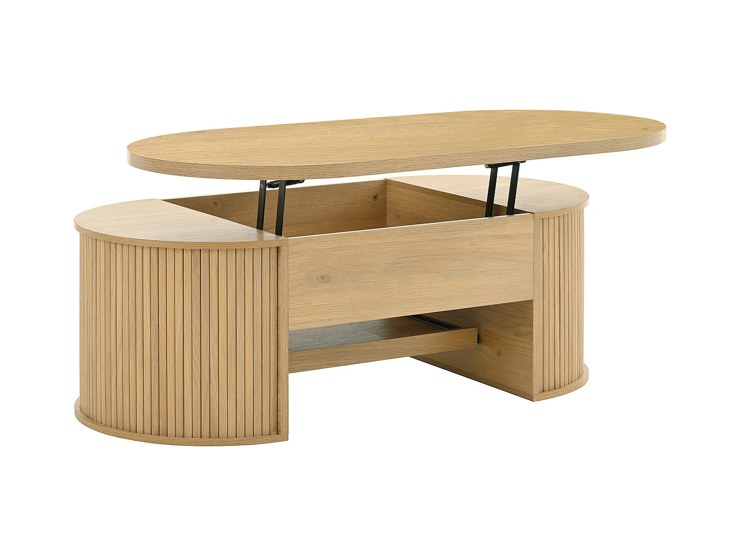 Table basse relevable - Table basse avec étagères rétractables et plateau relevable - bois - pour salon