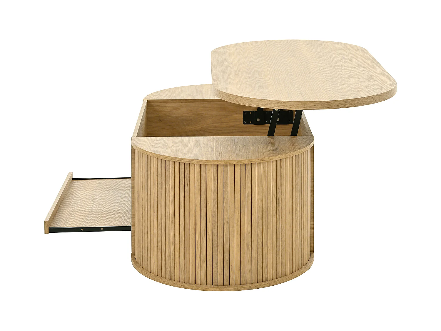Table basse relevable - Table basse avec étagères rétractables et plateau relevable - bois - pour salon