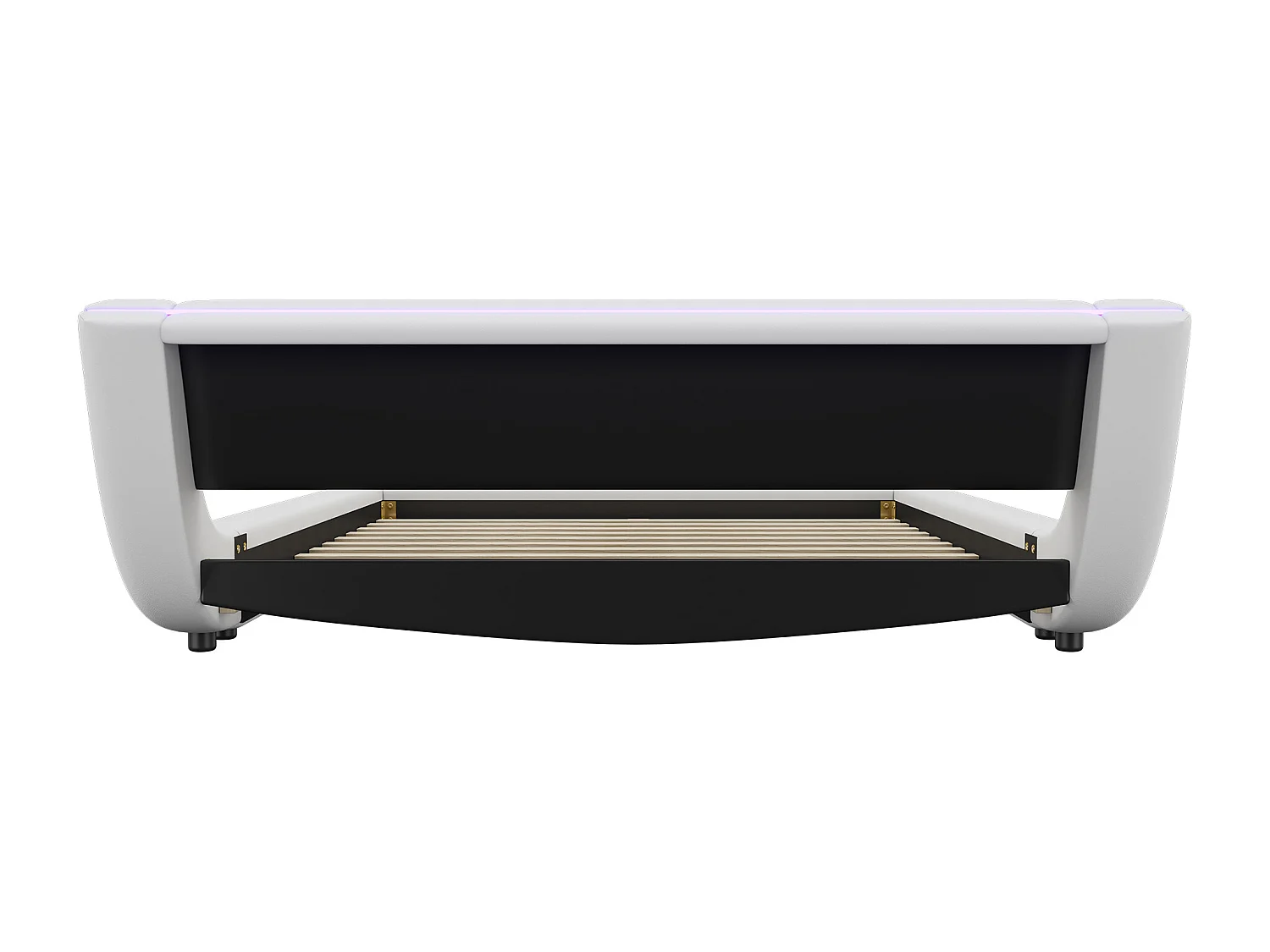 Lit adulte 140 x 200 cm - Lit double avec éclairage LED et télécommande 24 boutons - PU blanc - sans matelas