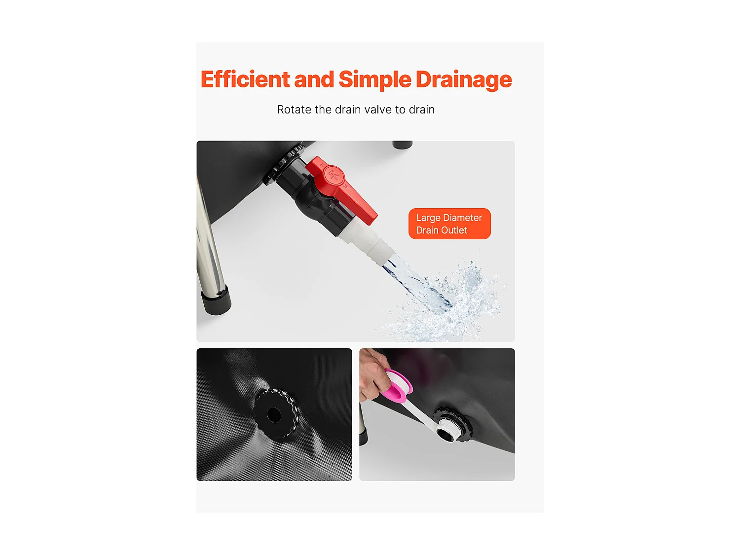 Estanque para Peces SucceBuy de Lona, Acuario 480 L, Acuario para Koi en PVC con Ventana de Observación, Acuario para Peces Dorados con Marco de Acero Inoxidable