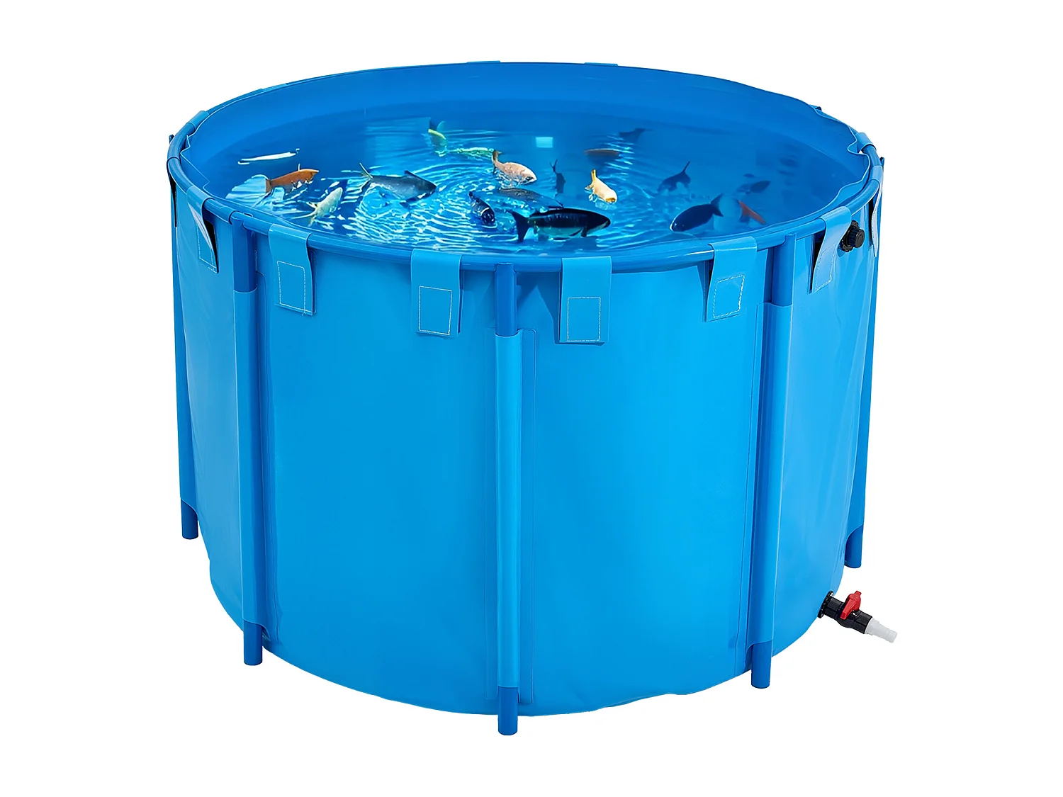 Tanque para Peixes SucceBuy Dobrável em Lona, Capacidade 1700 L, Aquário Redondo em PVC com Moldura Resistente e Válvula de Dreno, Ideal para Criação de Koi