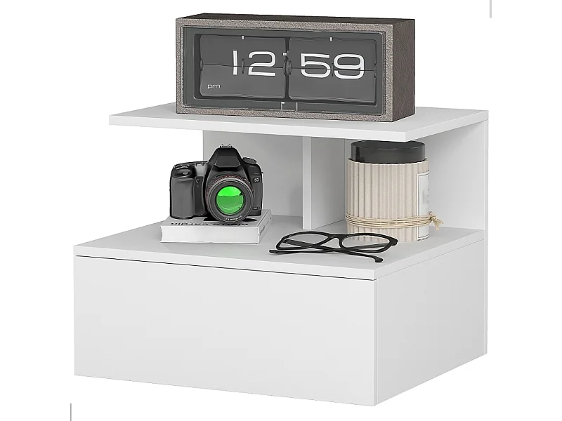 Table de chevet à 1 tiroir - Table de chevet avec rangement ouvert - blanc - pour chambre