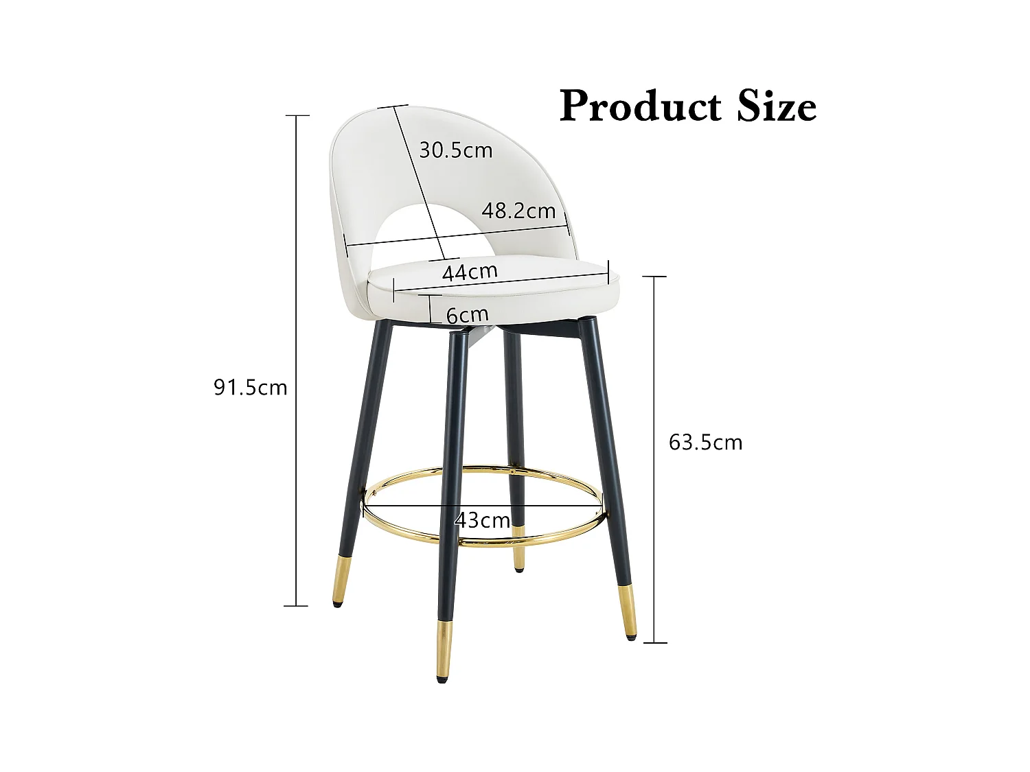 Lot de 2 tabourets de bar - Tabouret de bar pivotant avec dossier et repose-pieds en métal - blanc PU - pour salles à manger et terrasses