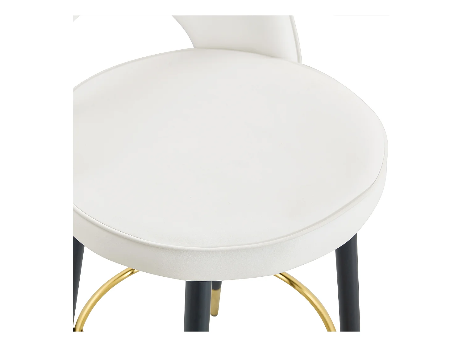 Lot de 2 tabourets de bar - Tabouret de bar pivotant avec dossier et repose-pieds en métal - blanc PU - pour salles à manger et terrasses