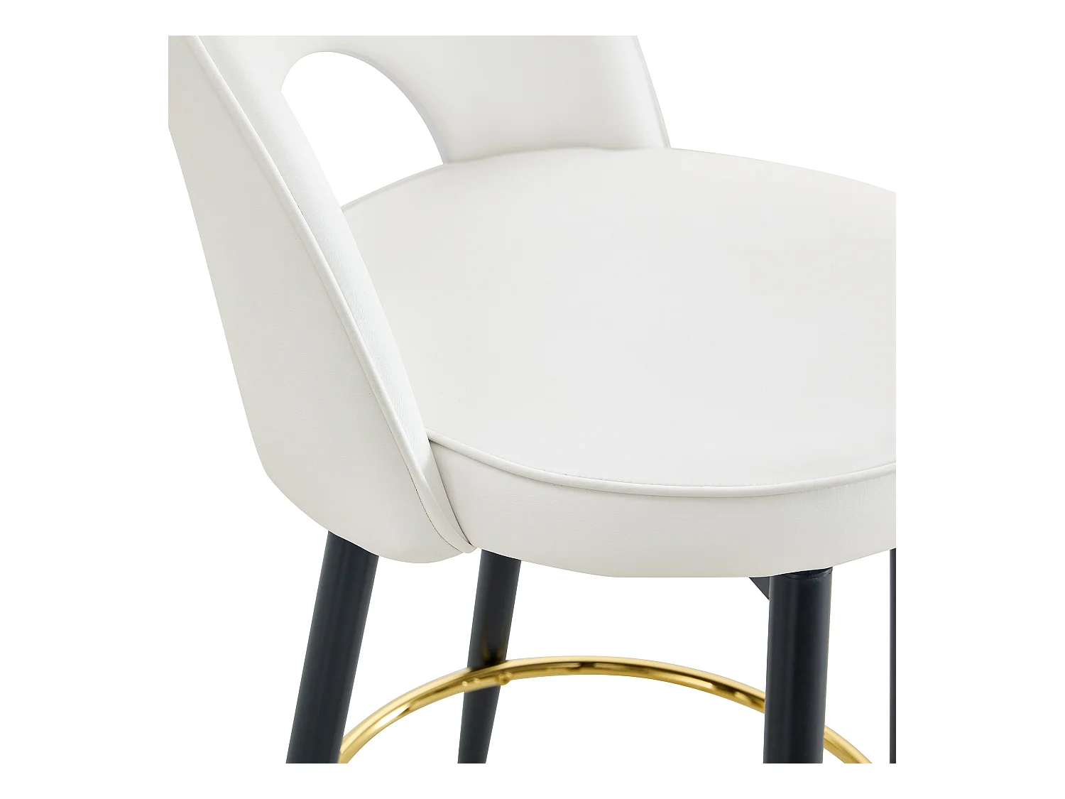 Lot de 2 tabourets de bar - Tabouret de bar pivotant avec dossier et repose-pieds en métal - blanc PU - pour salles à manger et terrasses